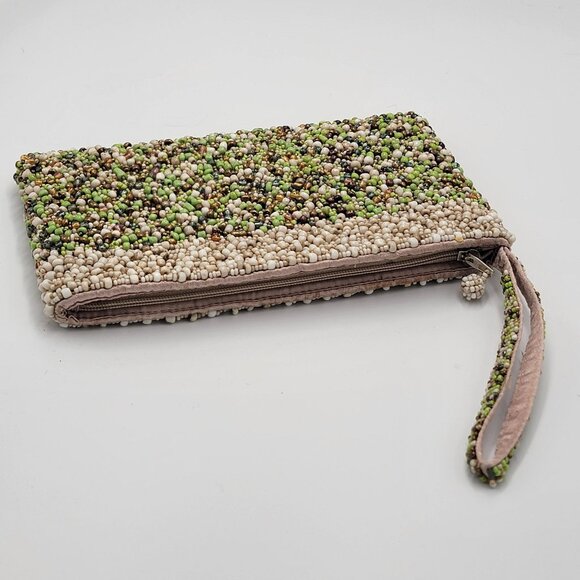 Vtg 1960s  Beaded Clutch Wristlet Purse With Zipper - Picture 3 of 10